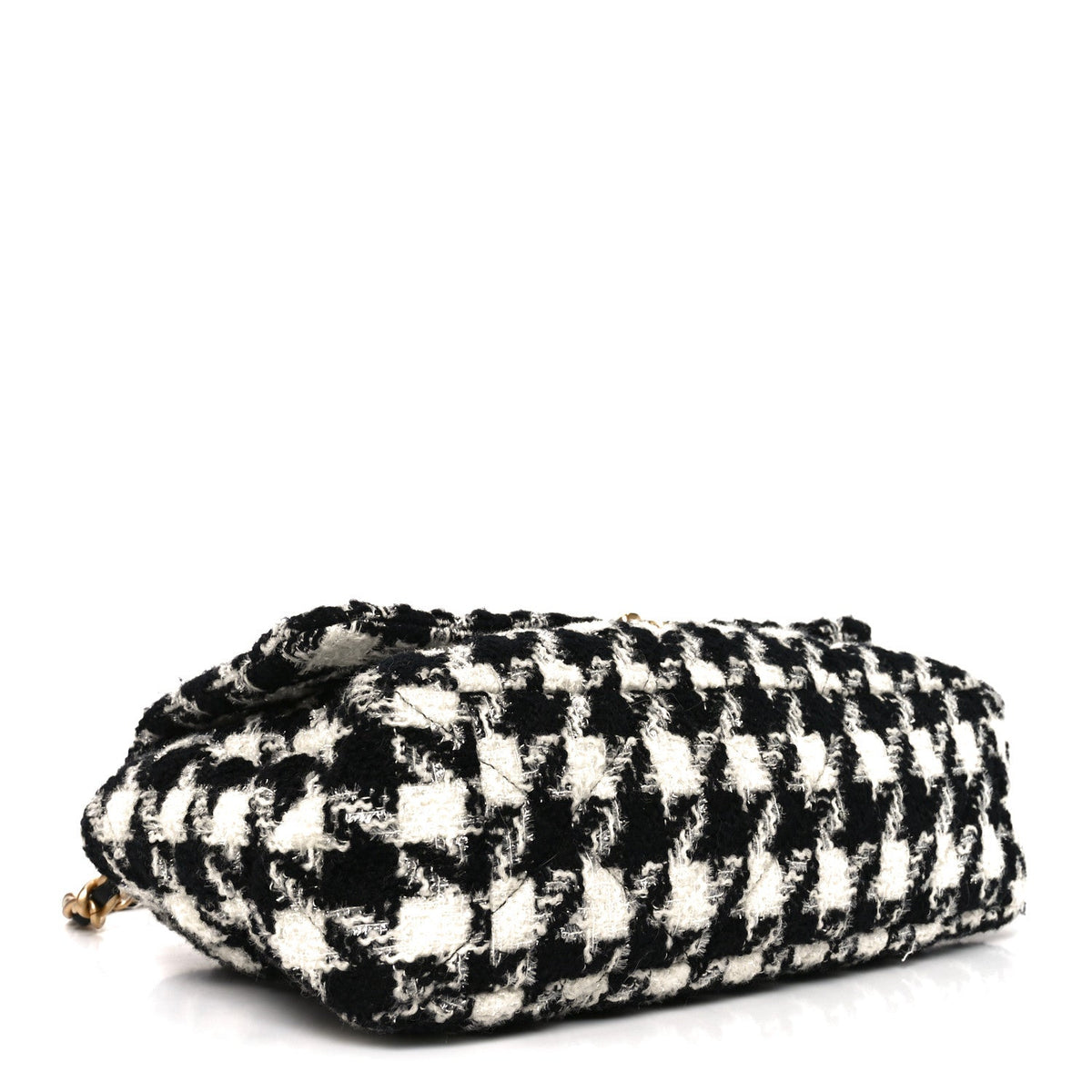 Tweed Quilted Maxi Chanel 19 Flap Black Ecru White