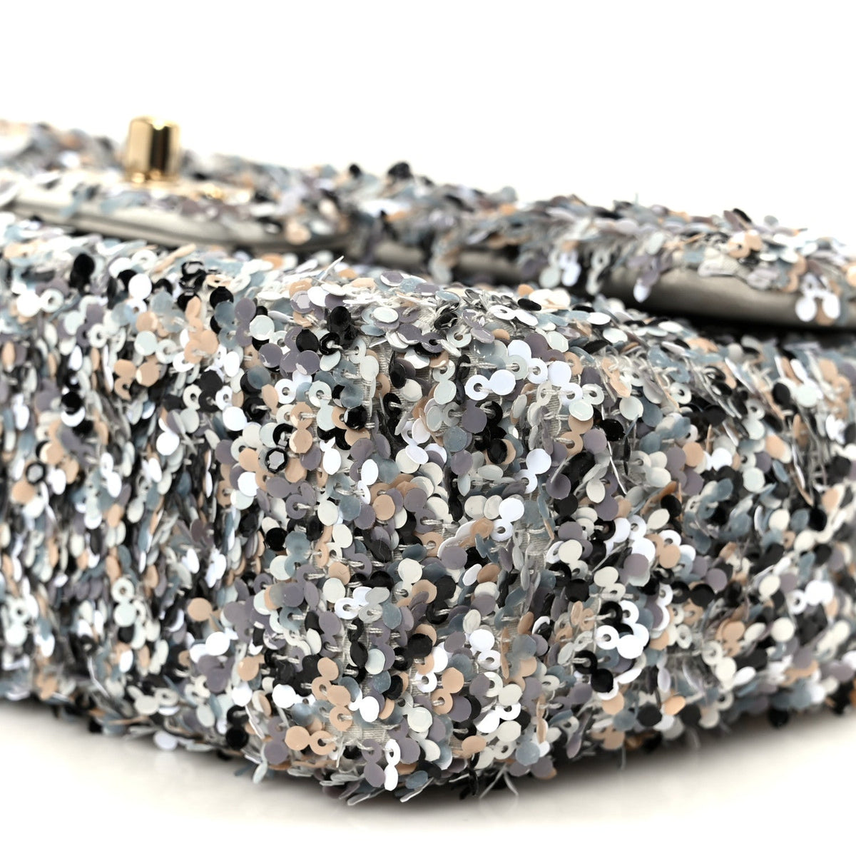 Sequin Mini Flap Gray Black White Pearly White