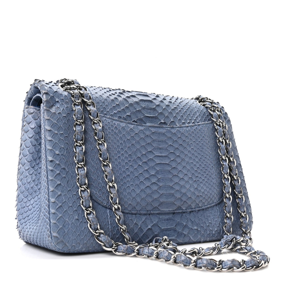 Snakeskin Jumbo Double Flap Light Blue