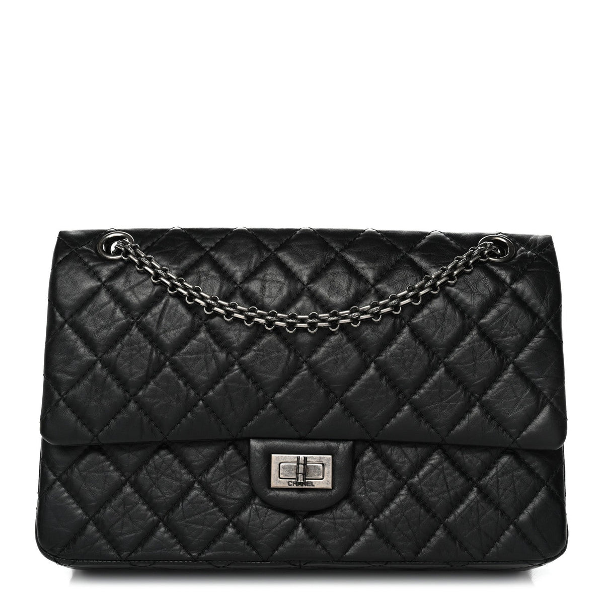 Aged Calfskin Quilted 2.55 Reissue 226 Flap Black
