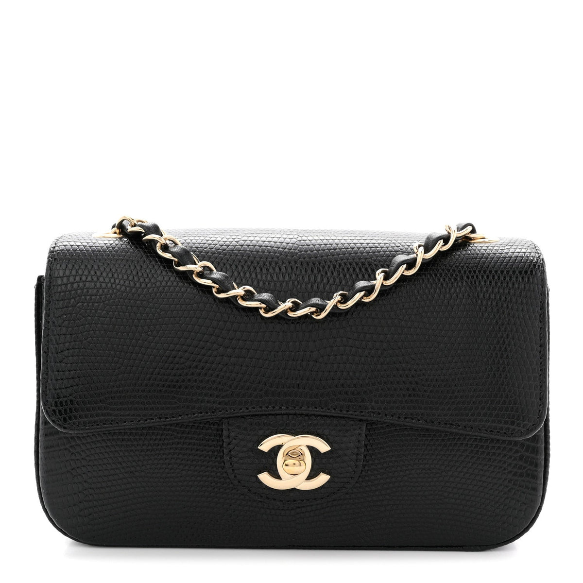 Lizard Mini Rectangular Flap Black