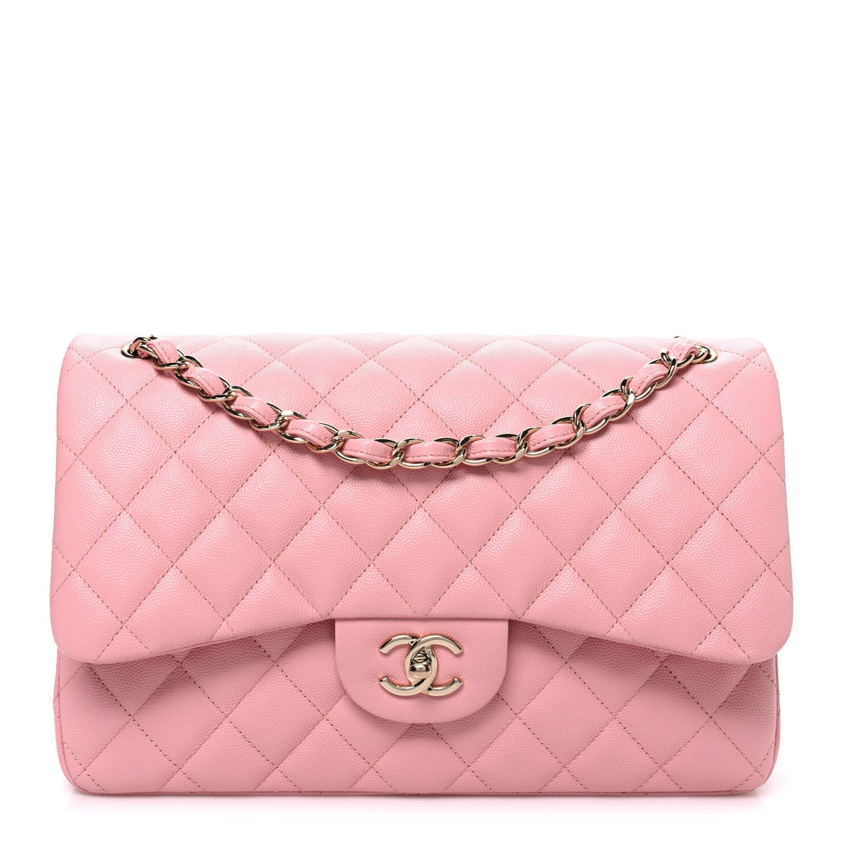 Caviar Quilted Jumbo Double Flap Pink