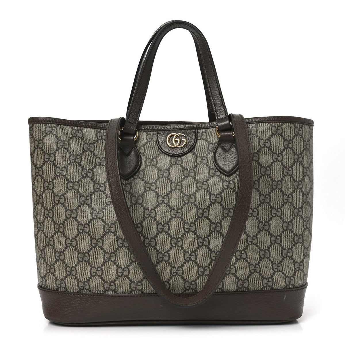 GG Supreme Monogram Textured Calfskin Small Ophidia Shoulder Tote Bag Beige Ebony New Acero