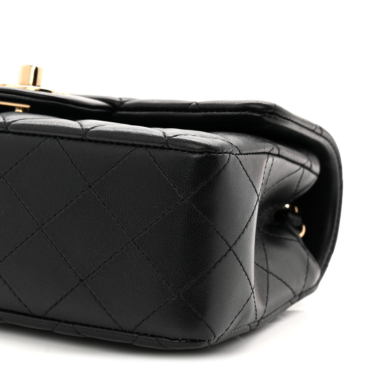 Lambskin Quilted Mini Rectangular Flap Black