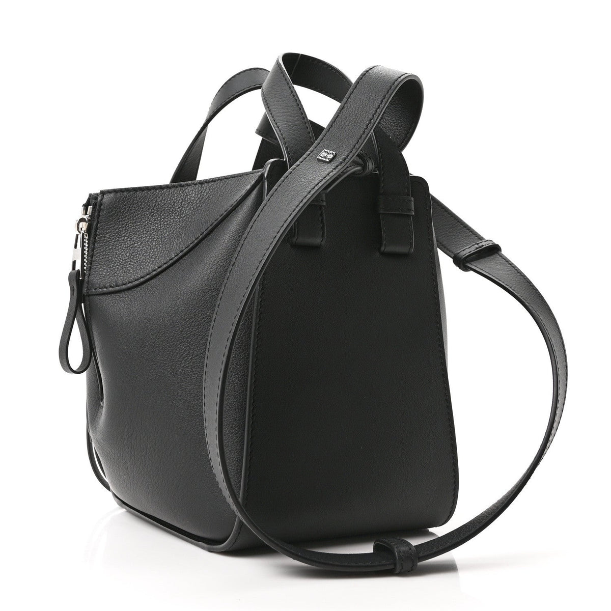 Soft Grained Calfskin Compact Hammock Shoulder Bag Black