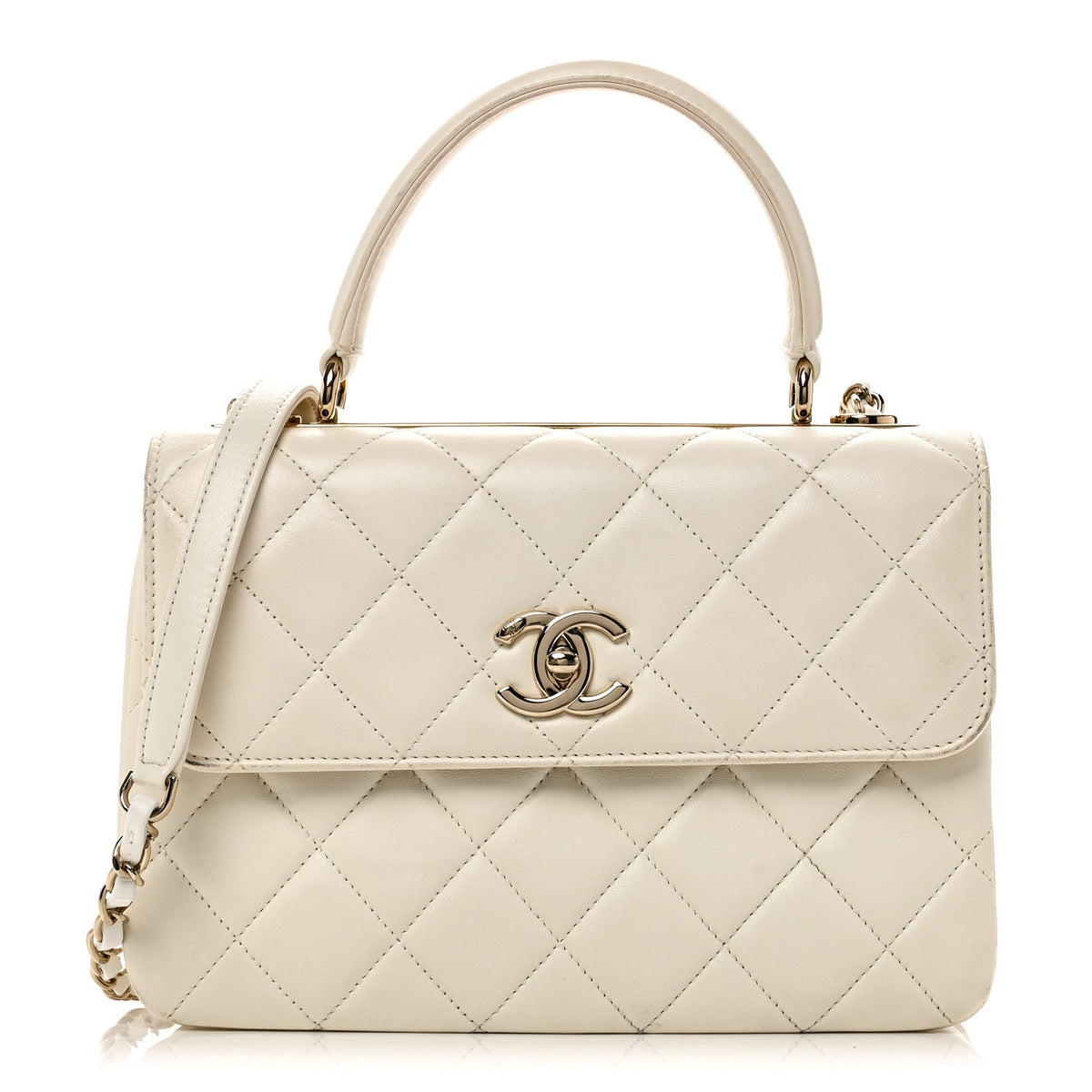 Lambskin Quilted Small Trendy CC Dual Handle Flap Bag White