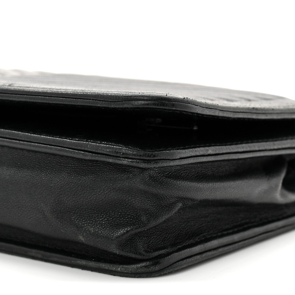 Lambskin Chevron Boy Wallet On Chain WOC Black