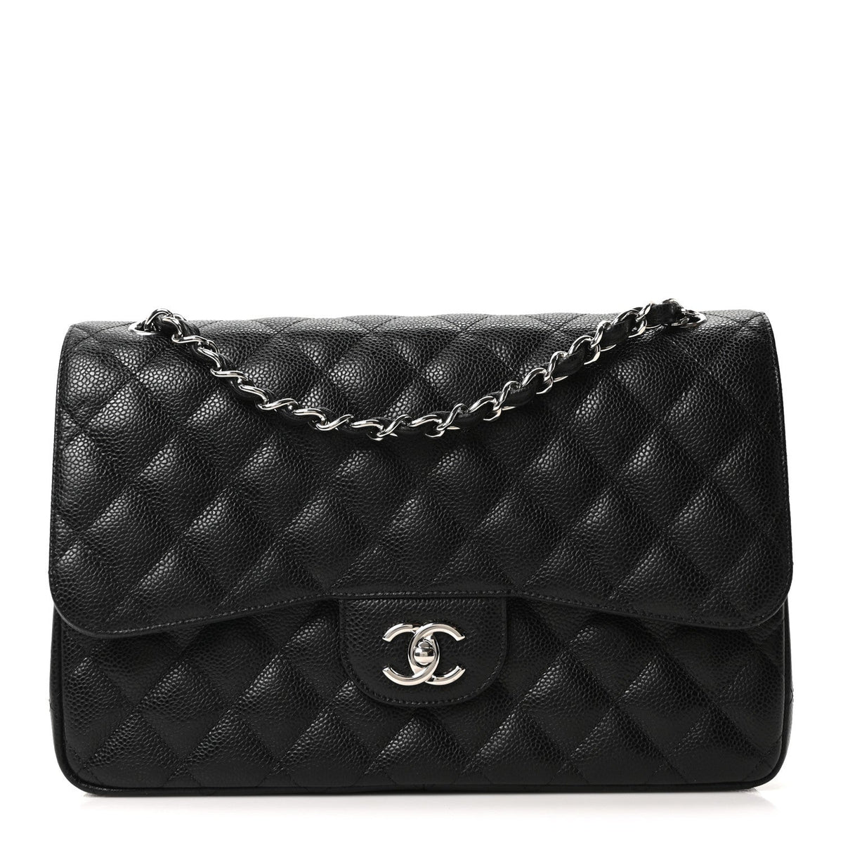 Caviar Quilted Jumbo Double Flap Black