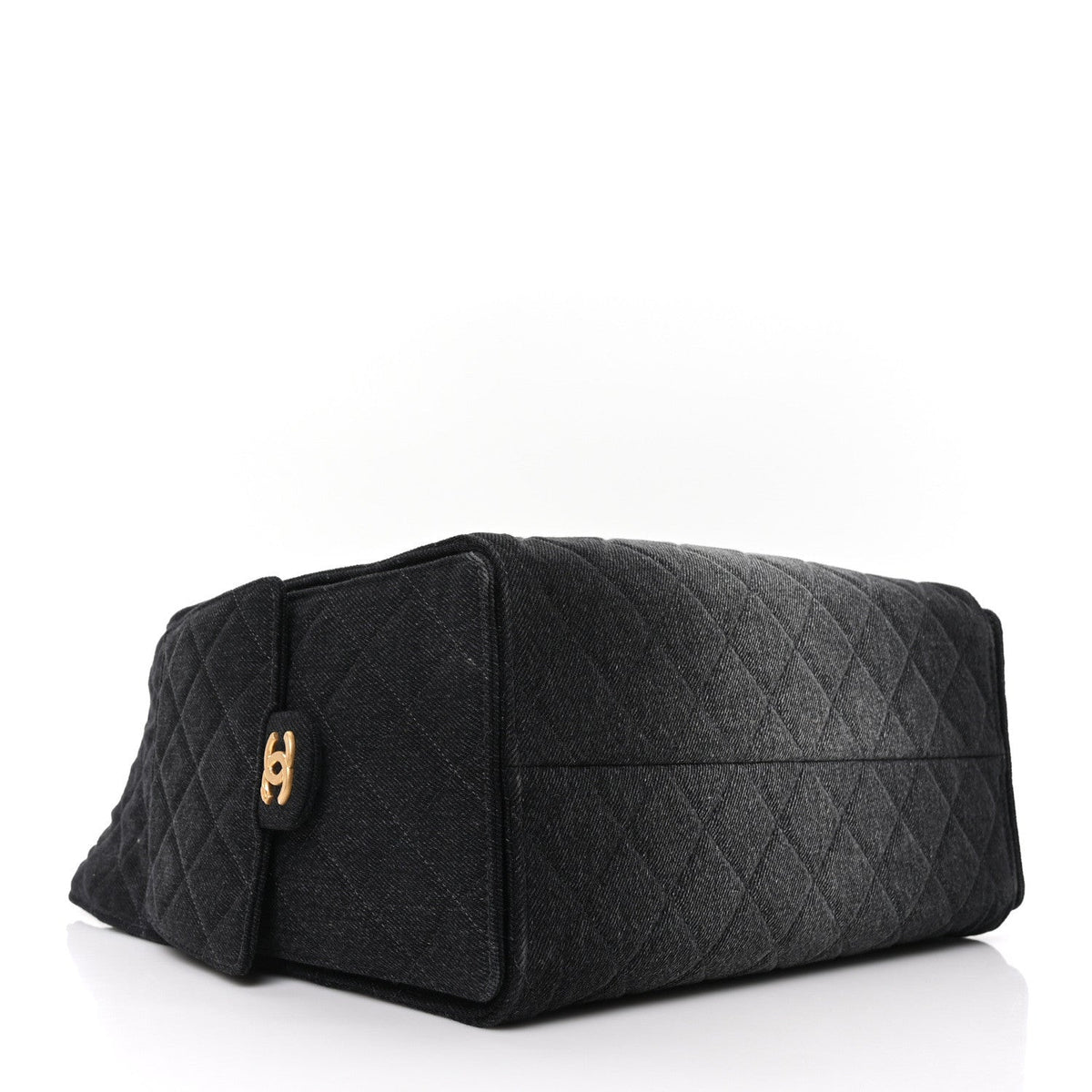 Washed Denim Quilted Medium Chanel 25 Handbag Black