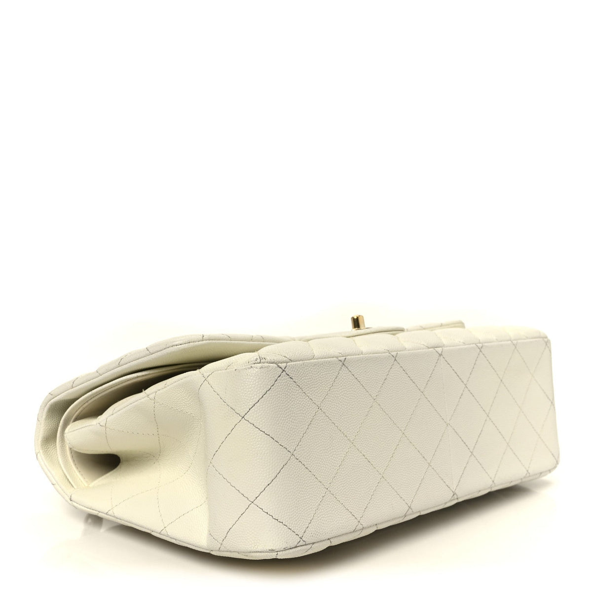 Caviar Quilted Jumbo Double Flap White