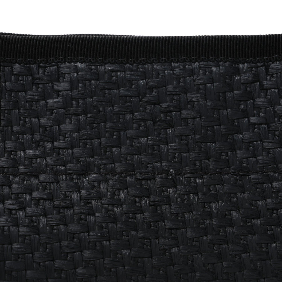 Straw Raffia Calfskin Chain Small Deauville Tote Black