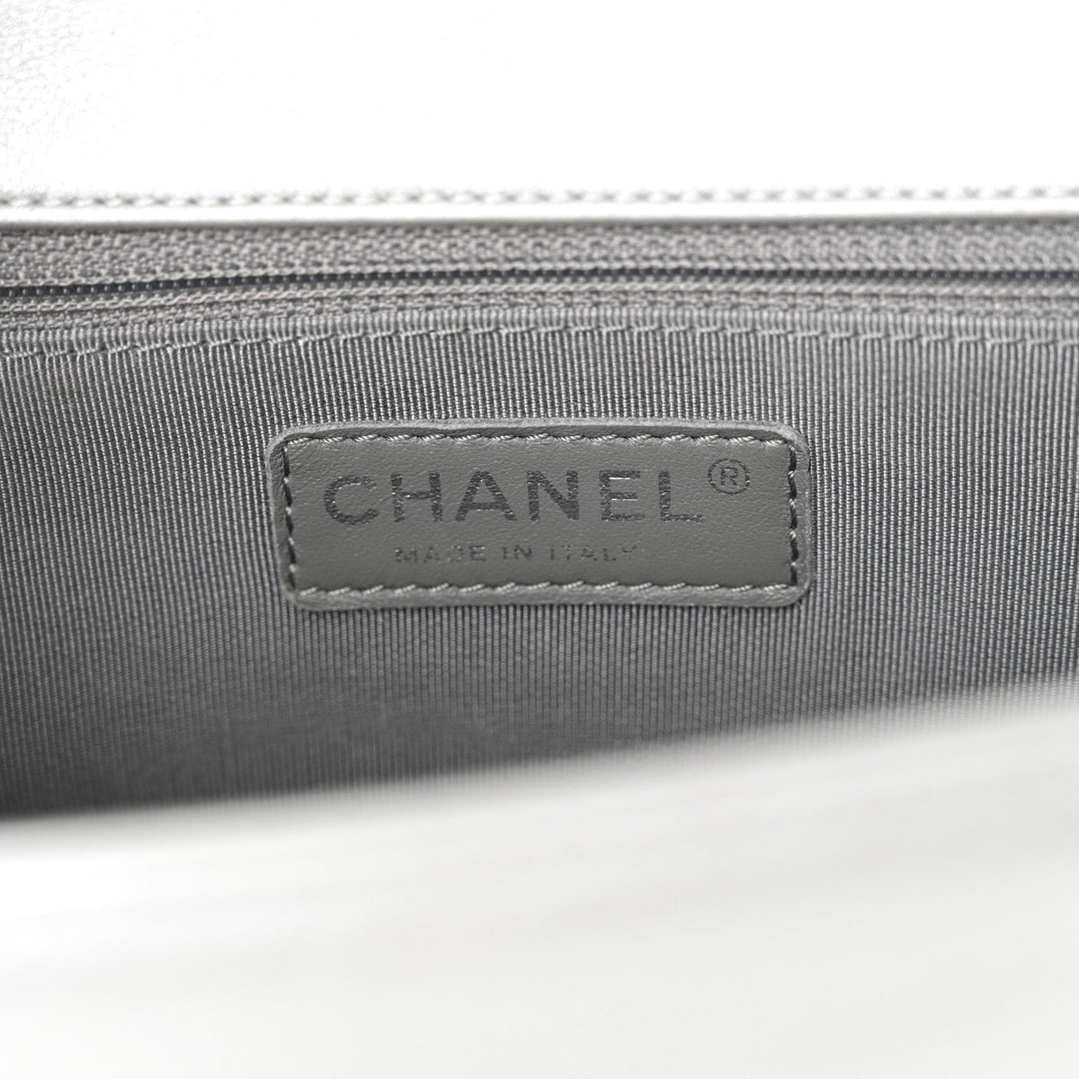 Metallic Calfskin Quilted New Medium Plexiglass Boy Flap Silver