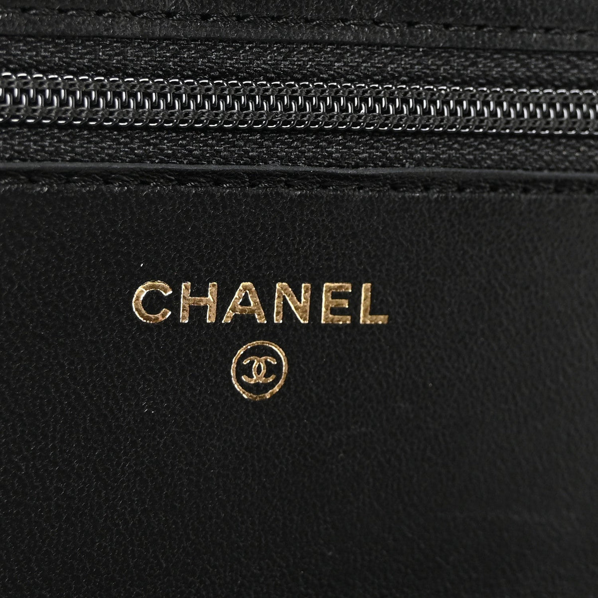 Lambskin Quilted Top Handle Trendy CC Wallet On Chain WOC Black