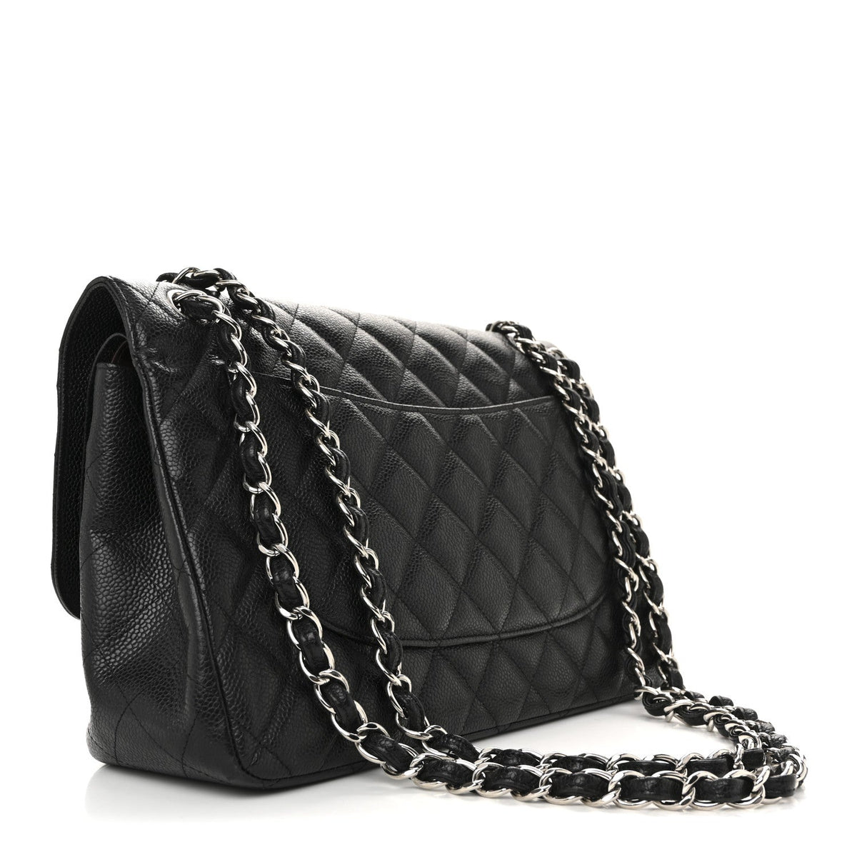 Caviar Quilted Jumbo Double Flap Black