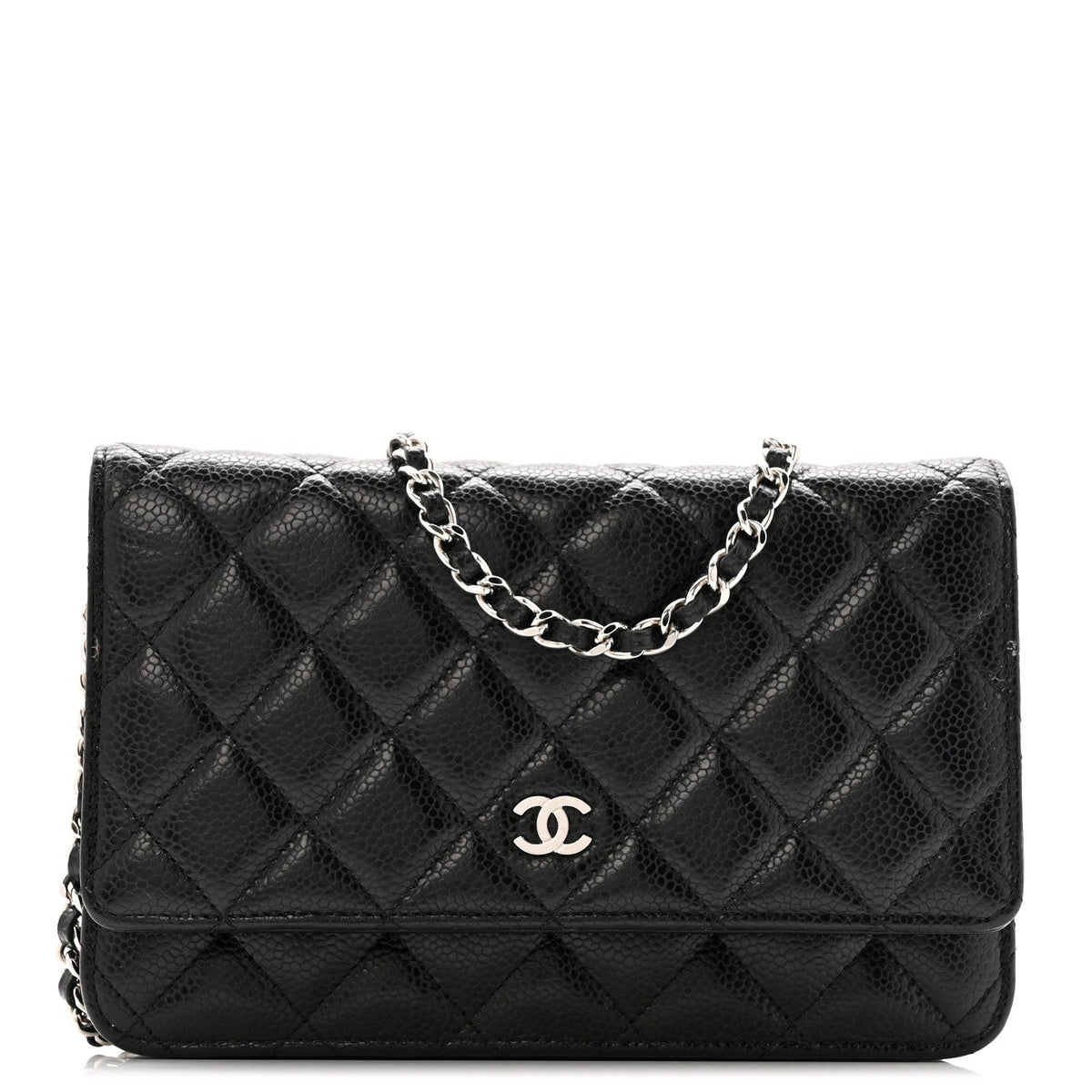 Caviar Quilted Wallet on Chain WOC Black