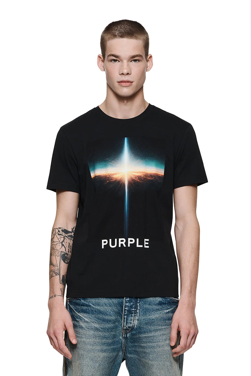 Purple Brand Logo Pattern Print T-Shirt