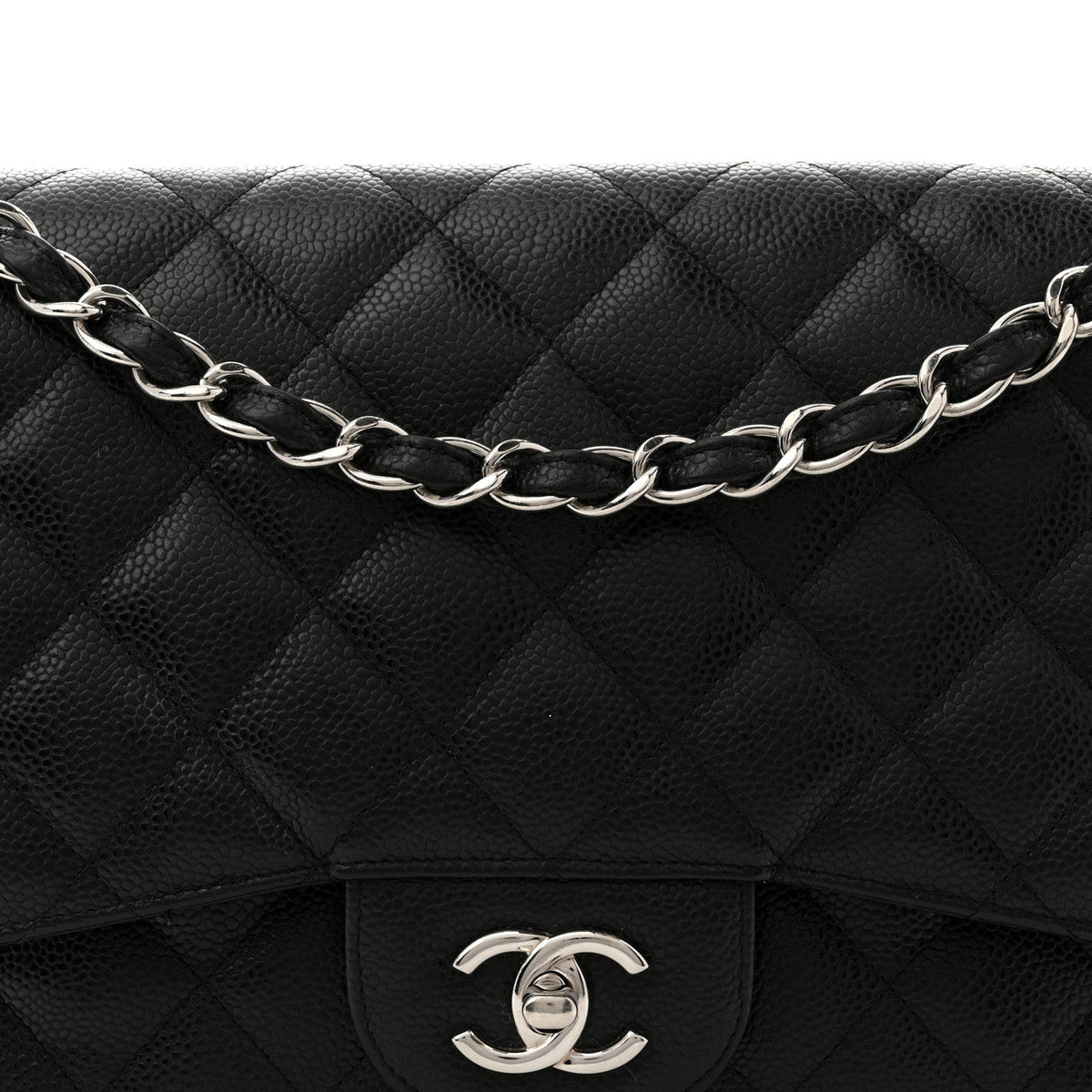 Caviar Quilted Jumbo Double Flap Black