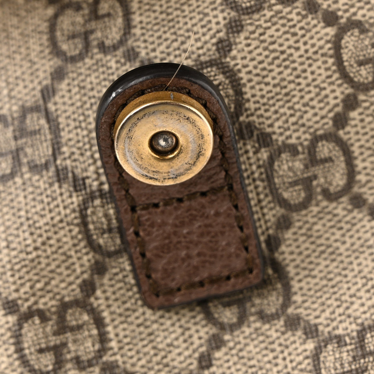 GG Supreme Monogram Medium Ophidia Double Buckle Backpack Brown