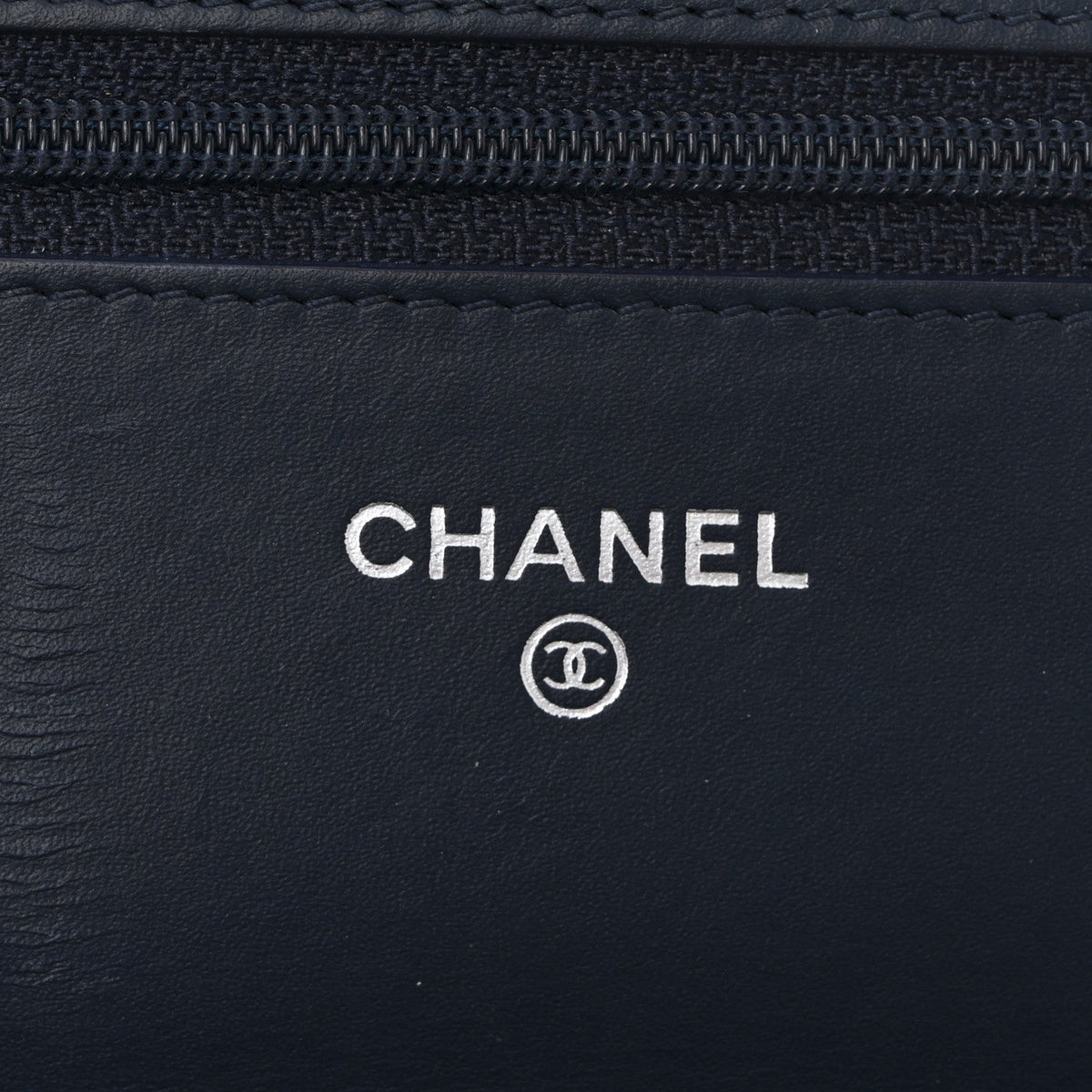 Patent Quilted Wallet On Chain WOC Navy Blue