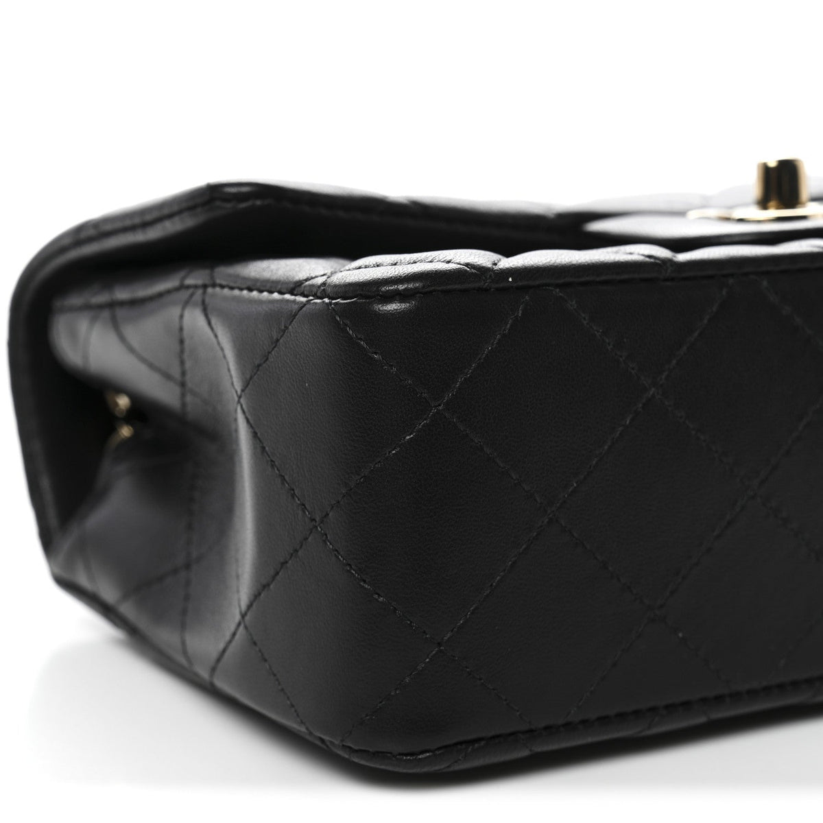 Lambskin Quilted Mini Rectangular Flap Black
