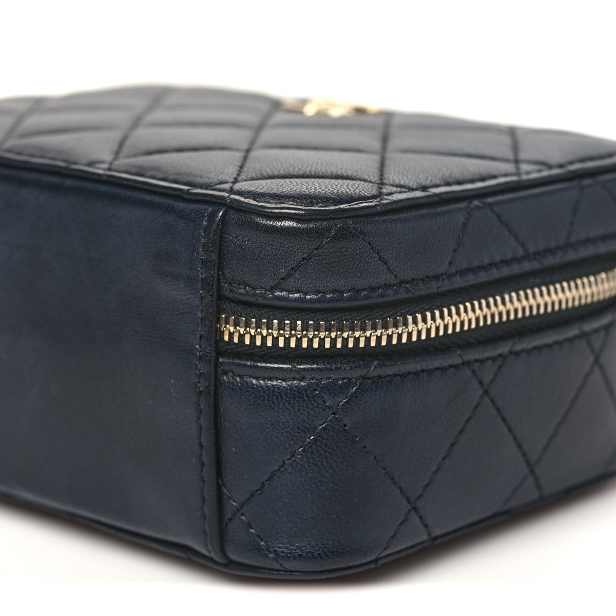 Lambskin Quilted Small Trendy CC Camera Case With Chain Navy