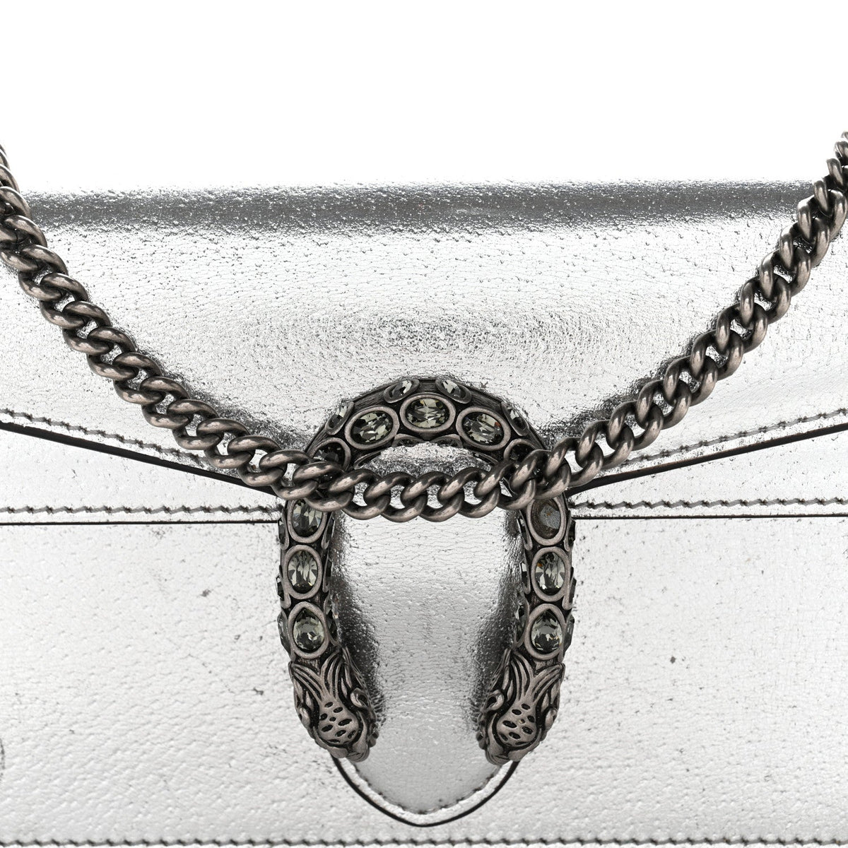 Metallic Calfskin Super Mini Dionysus Shoulder Bag Silver