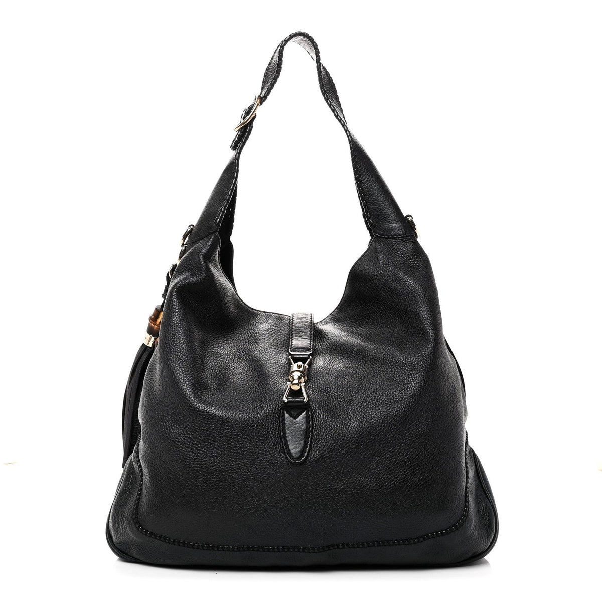 Pebbled Calfskin Medium New Jackie Shoulder Bag Black