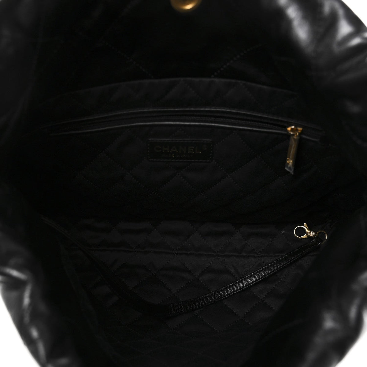 Shiny Calfskin Quilted Small Chanel 22 Black