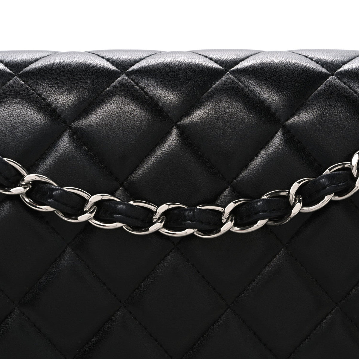 Lambskin Quilted Maxi Double Flap Black