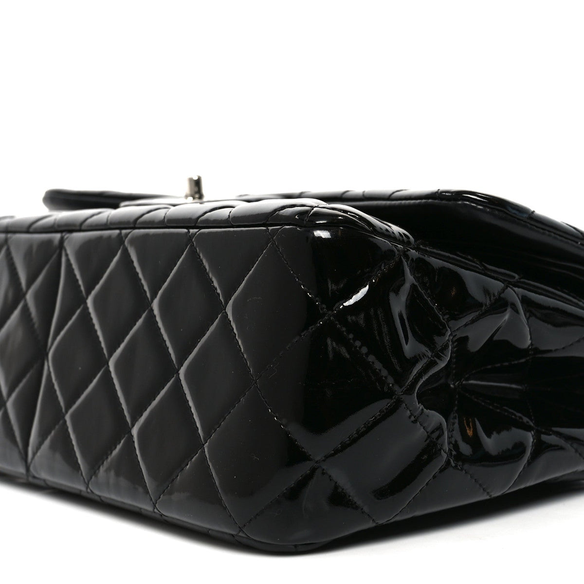 Patent Quilted Jumbo Double Flap Black