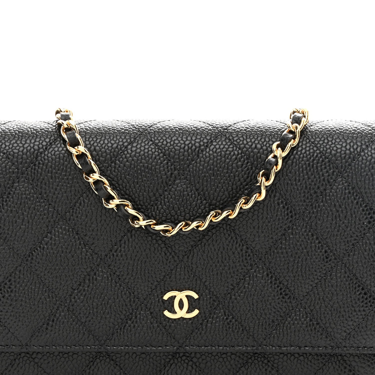 Caviar Quilted Wallet On Chain WOC Black