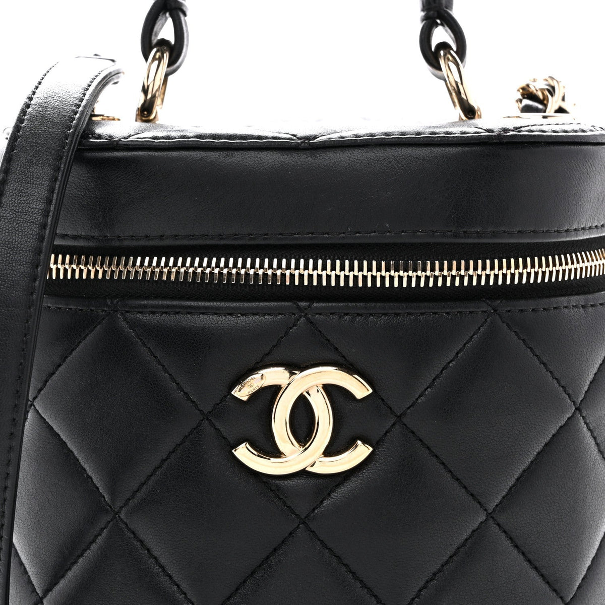 Lambskin Quilted Trendy Vanity Case Black