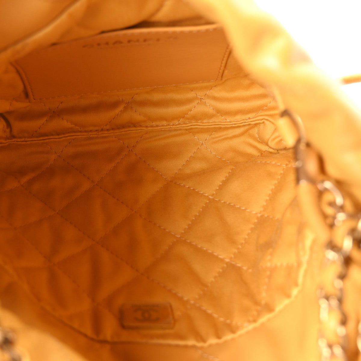 Shiny Calfskin Quilted Mini Chanel 22 Yellow