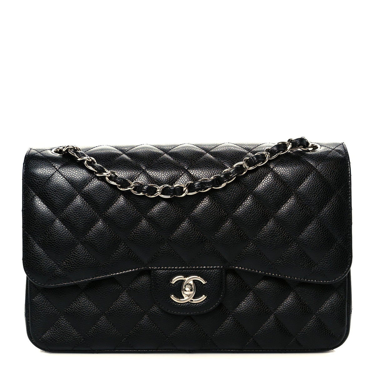 Caviar Quilted Jumbo Double Flap Black