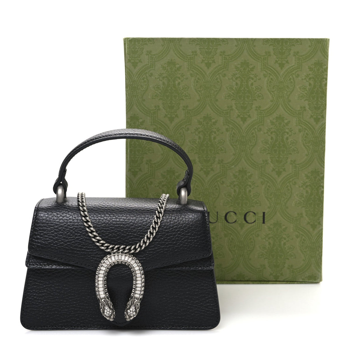Dollar Calfskin Crystal Mini Dionysus Top Handle Bag Black Crystal