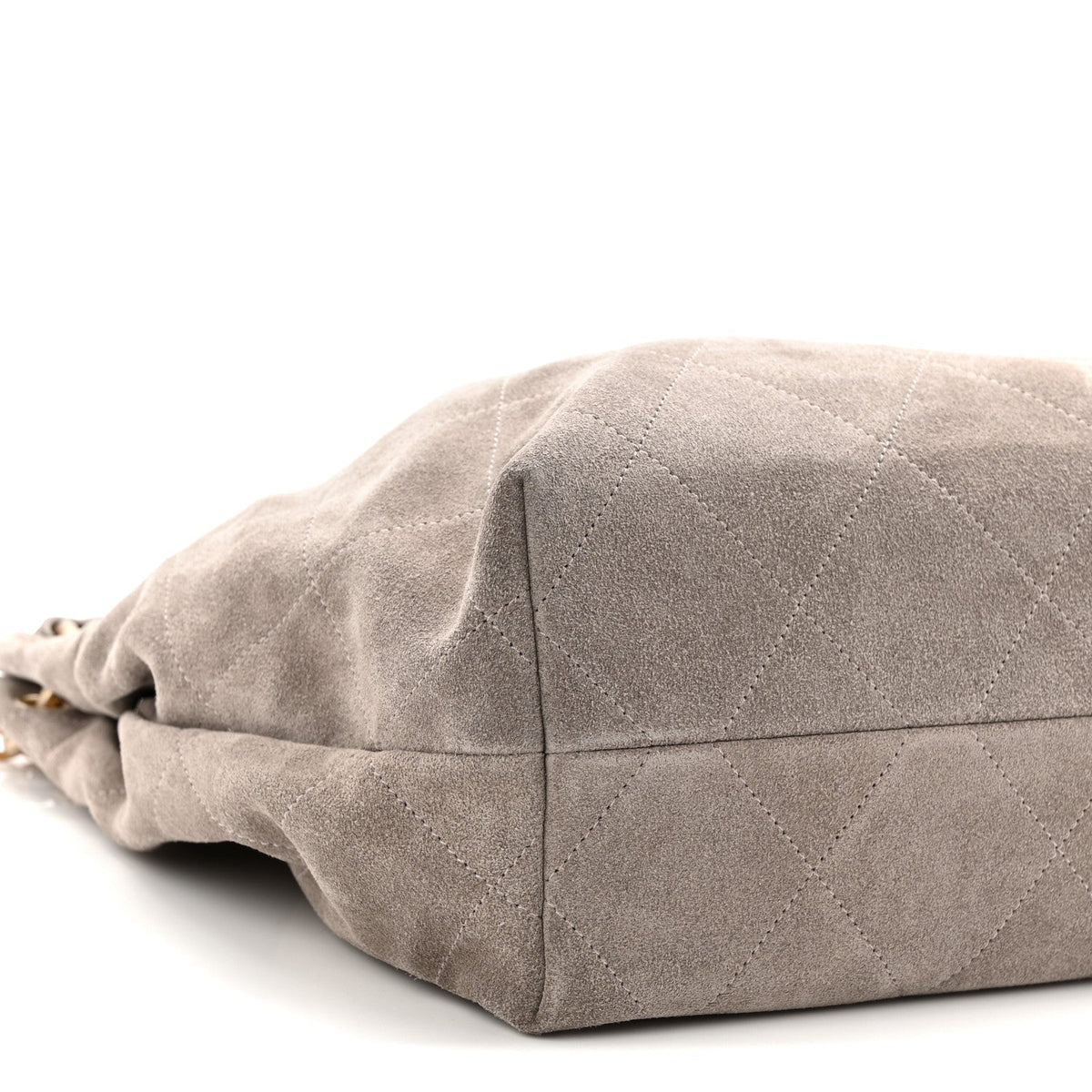 Suede Quilted Large Hobo Dark Grey