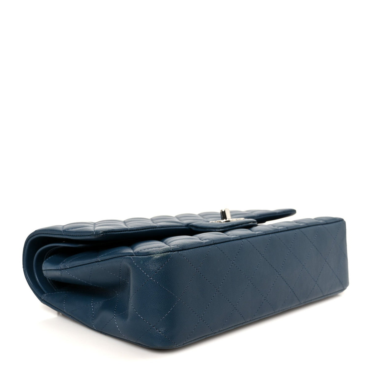 Lambskin Quilted Medium Double Flap Navy