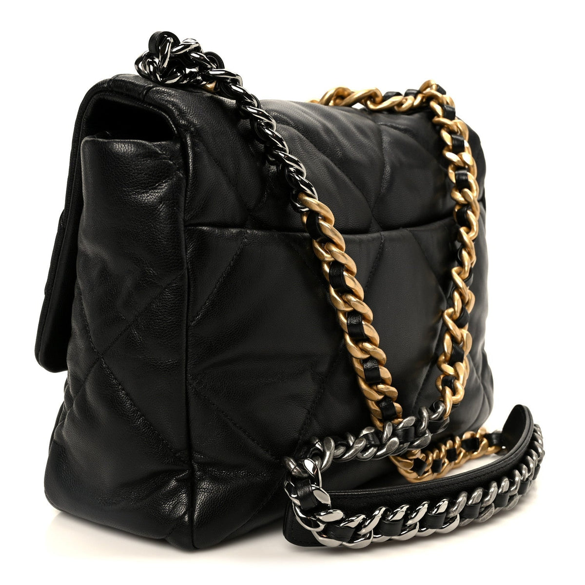 Goatskin Quilted Large Chanel 19 Flap Black