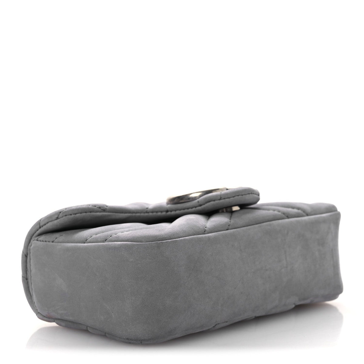 Nubuck Matelasse Mini GG Marmont Shoulder Bag Grey