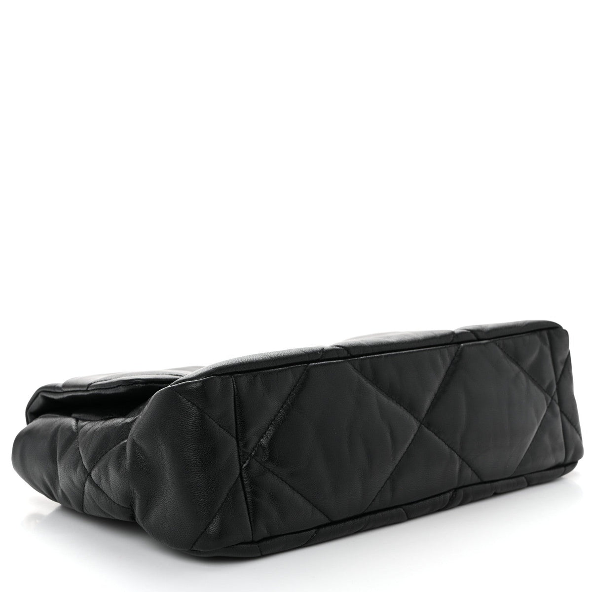 Shiny Goatskin Quilted Large Chanel 19 Flap Black