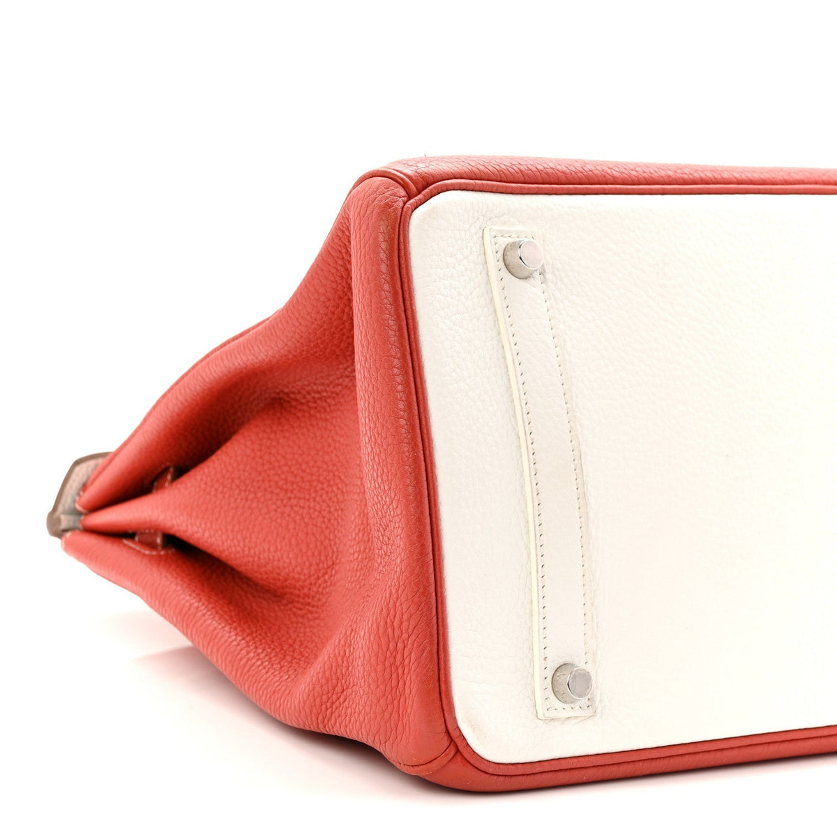 Taurillon Clemence Eclat Birkin 35 Sanguine White
