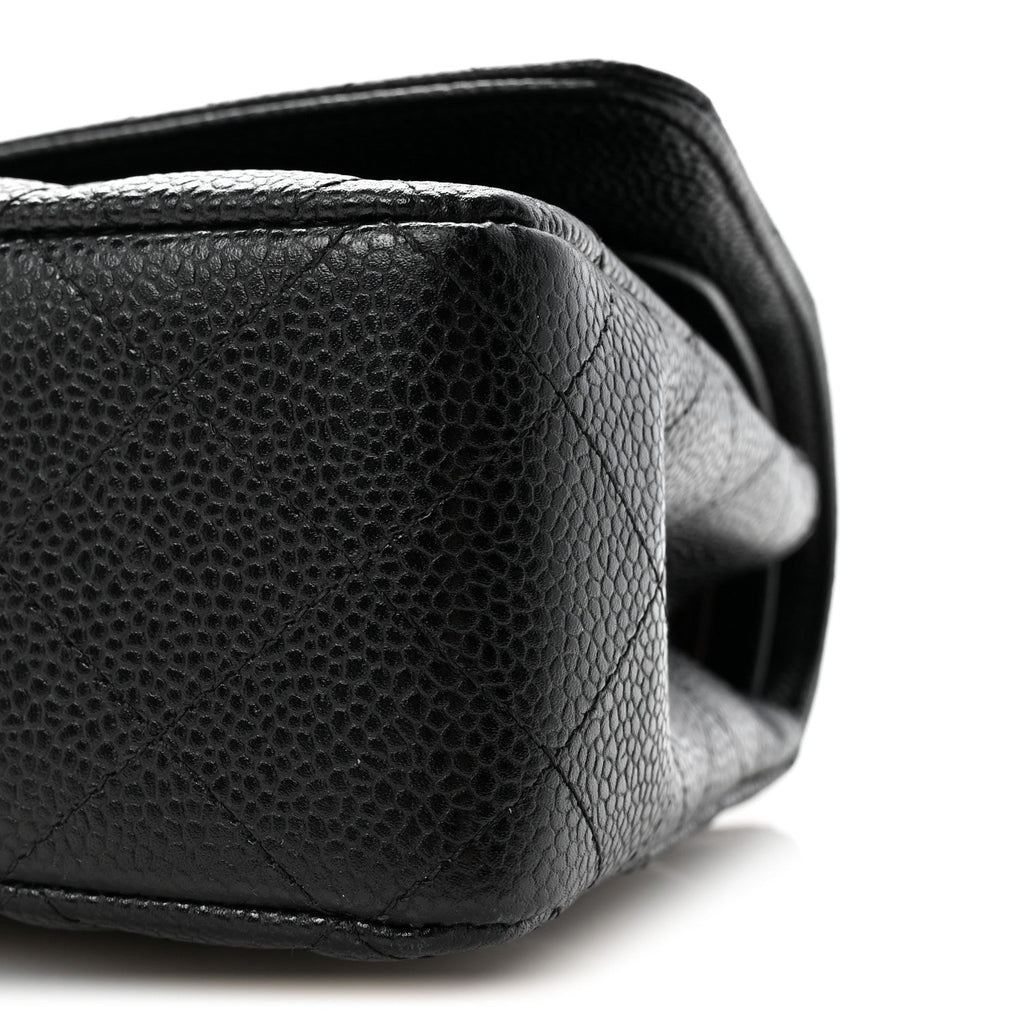 Caviar Quilted Medium Double Flap Black