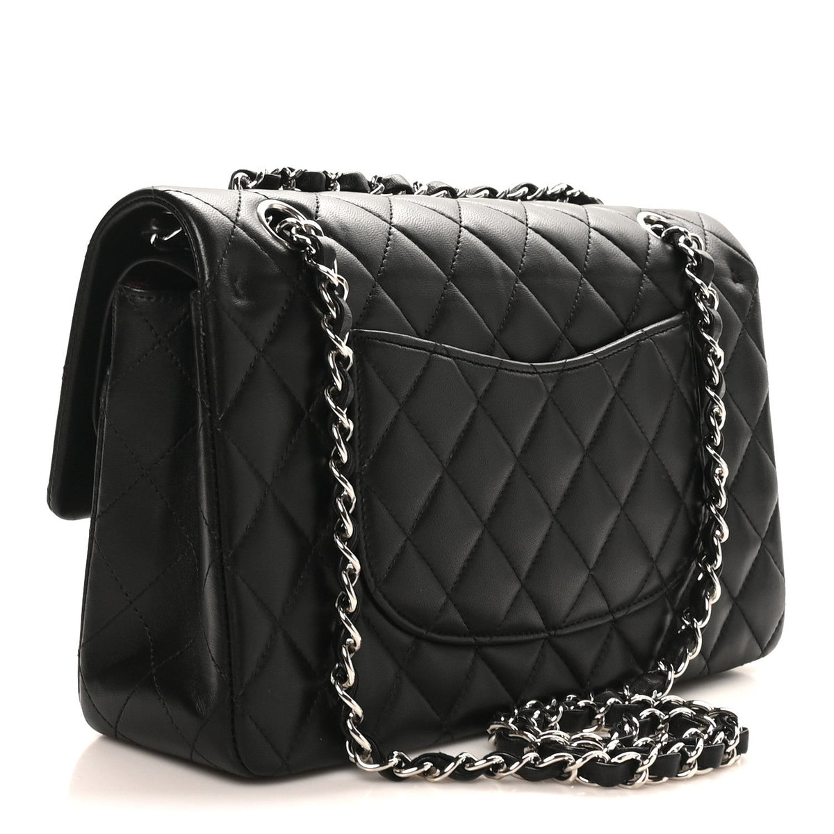 Lambskin Quilted Medium Double Flap Black