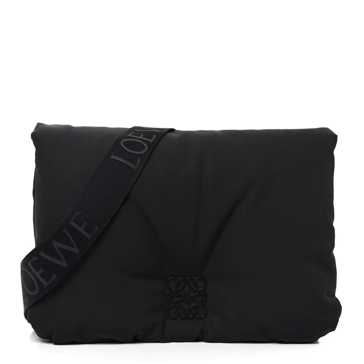 Nylon Medium Goya Puffer Bag Black