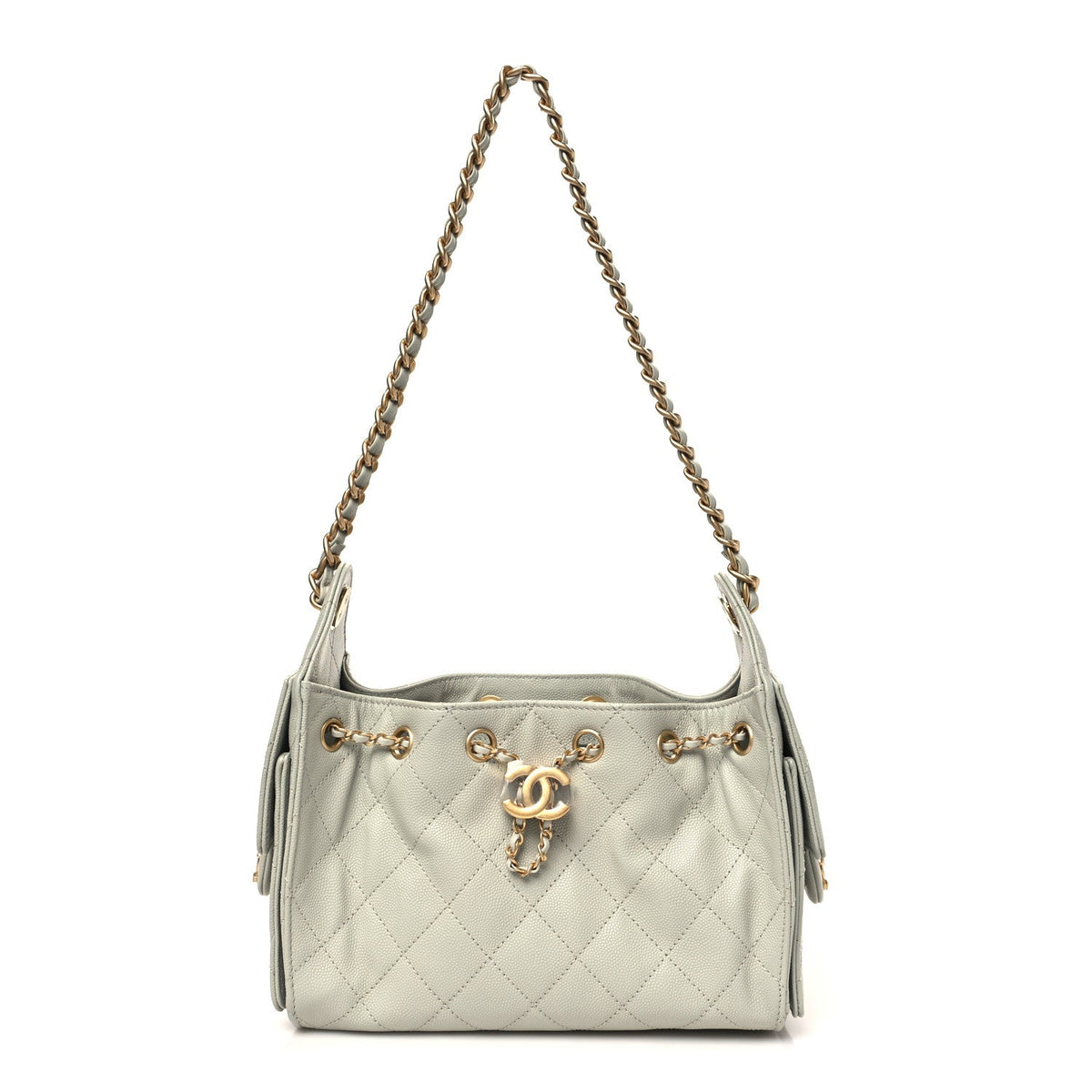 Caviar Quilted Mini Chanel 25 Handbag Light Green