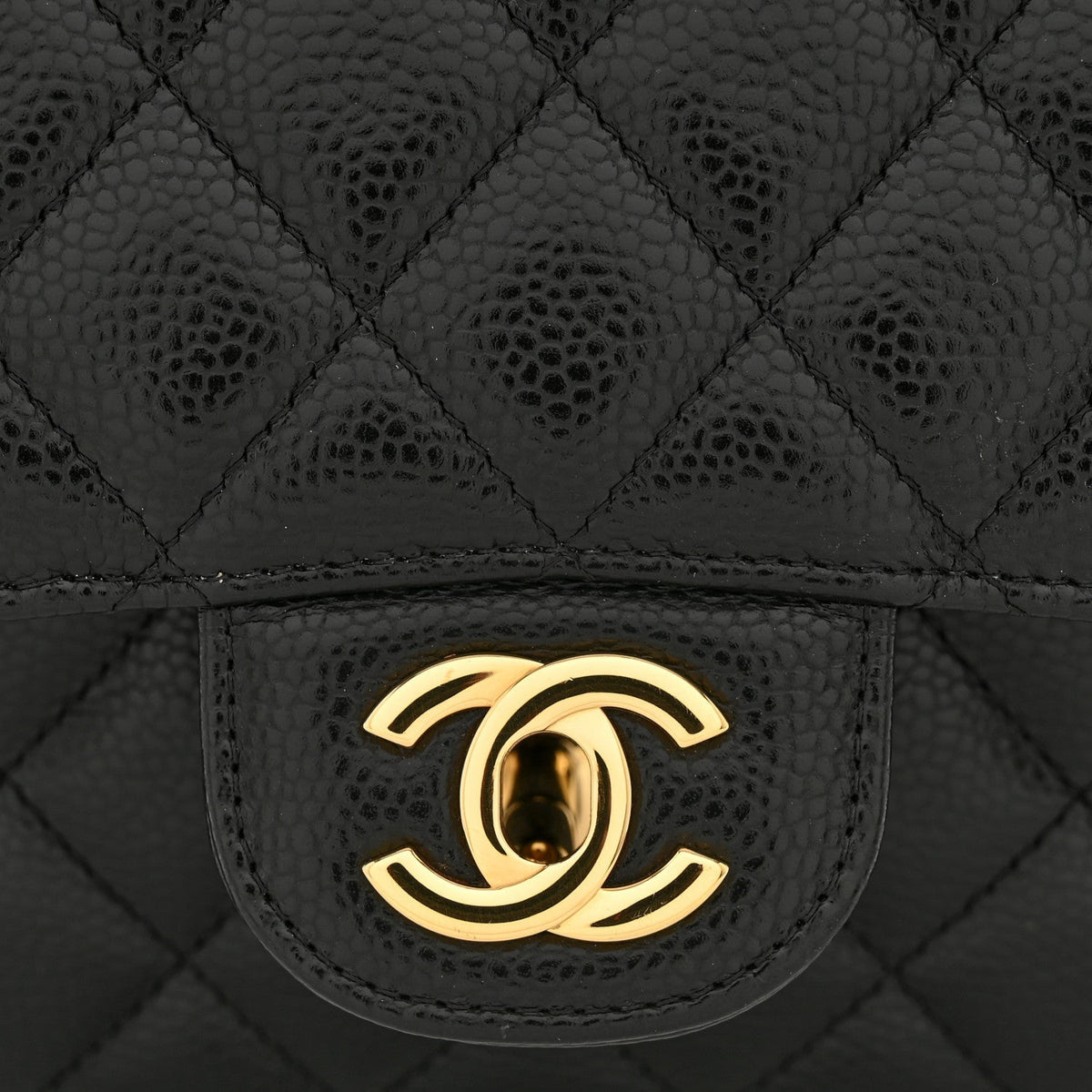Caviar Quilted Medium Double Flap Black