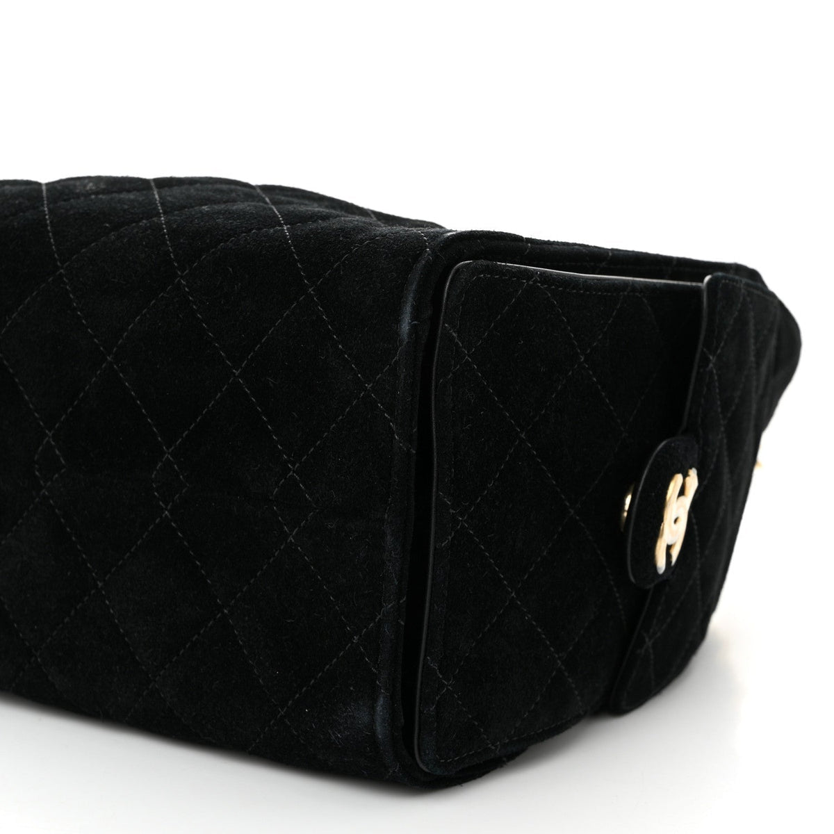 Suede Quilted Small Chanel 25 Handbag Black