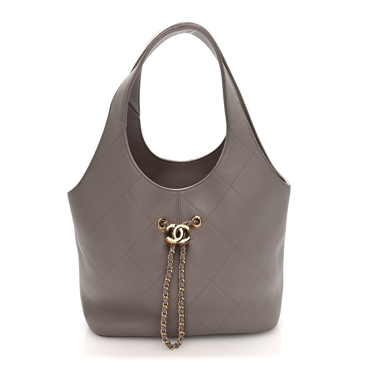 Calfskin Quilted Shopping Bag Dark Grey