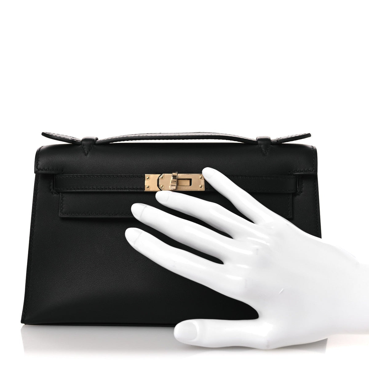 Swift Horseshoe Kelly Pochette Clutch Black Lime
