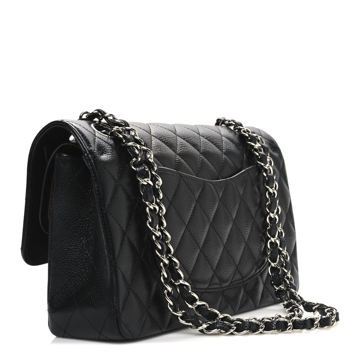 Caviar Quilted Medium Double Flap Black